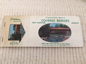 Vintage Plastichrome New Hampshire Vermont 8 Covered Bridges Postcard Album - Picture 1 of 12