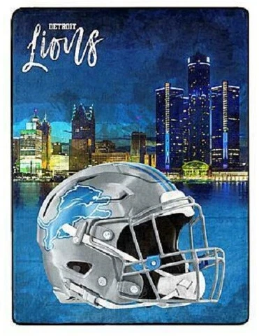Detroit Lions Huge Cityscape Throw Blanket 60 x 80 Bagged Super Soft Watercolor Cover