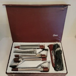 Vintage Oster 4-in-1 Curling Iron Brush Set In Storage / Travel Case # 389-07A - Picture 1 of 5