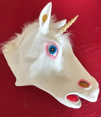 Adult Unicorn Horse Head Cosplay Costume Party Latex Rubber Prop Animal Mask - Image 1 of 4