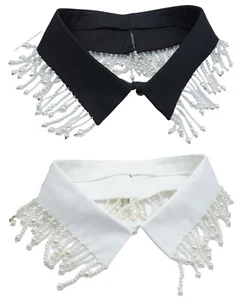 Women Beads Tassels Fake Collar Lapel Tops Detachable Choker Decor - Picture 1 of 8