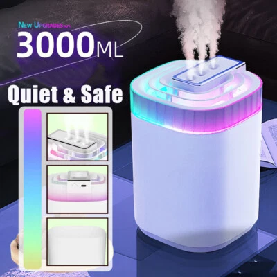 3L Ultrasonic Humidifiers For Bedroom Large Room Office Cool Mist Air Humidifier - Image 1 of 4