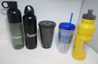 5 Plastic Water Drink Tumbler Glasses Lot Travel Various Size Advertising Biking