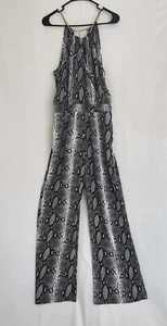 XOXO Romper Womens Size XL Black Snake Print Jumper Sleeveless Wide Leg Pockets - Picture 1 of 10