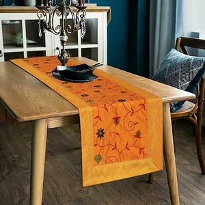 Mesa de comedor india bordada a mano de seda corredor decoración del hogar corredor 16"X60" pulgadas - Imagen 1 de 4