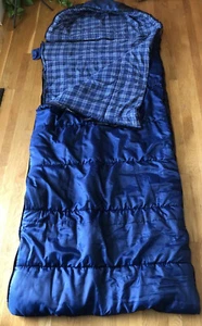 Vintage Eddie Bauer Blue Plaid Lined Sleeping Bag  5 Lbs - Picture 1 of 9