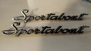 Lot Set of 2 Chrome AMC Hornet 'SPORTABOUT" Wagon Script Fender Emblems OEM - Picture 1 of 7