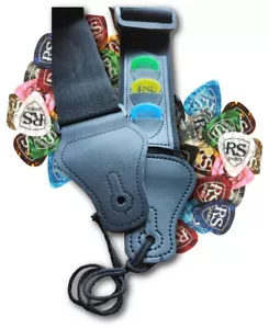 Guitar Strap for Electric or Acoustic with Plectrum Pocket Holder FREE Picks - Picture 1 of 3