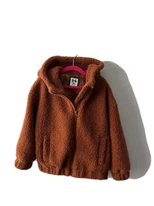 Girls Cotton On Carmel Teddy Bear Fleece Warm Hooded Zip Jacket Size 5-6 - Picture 1 of 5