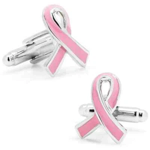 Pink Ribbon Breast Cancer Awareness Cufflinks - Picture 1 of 3