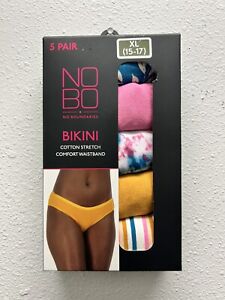5-Pack No Boundaries Women’s XL Cotton Stretch BIKINI Underwear - Multicolor