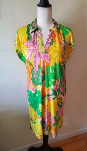 C&C California Women's L Linen Blend Dress/Coverup Floral Multicolor - FLAW/SIZE - Picture 1 of 14