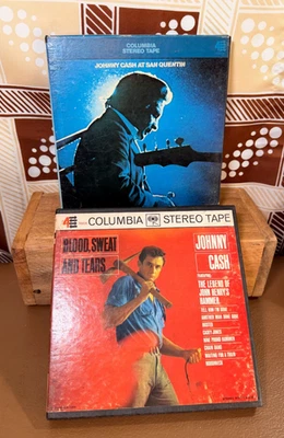 JOHNNY CASH At San Quentin AND Blood, Sweat and Tears Reel To Reel Tape Set of 2 Foto 1 de 4