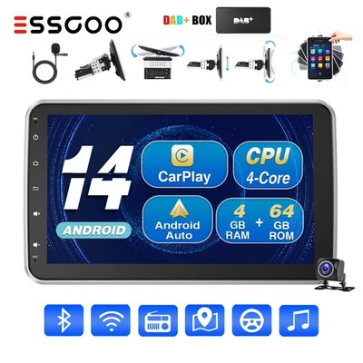 10" 1 DIN Carplay Autoradio Android 14 GPS DAB+ Cam 4+64G Drehbarer Bildschirm - Bild 1 von 4