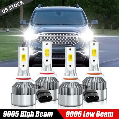 For GMC Sierra 3500 2001-2006 LED Headlight High & Low Beam Bulbs Kit 9005+9006 - Image 1 of 4