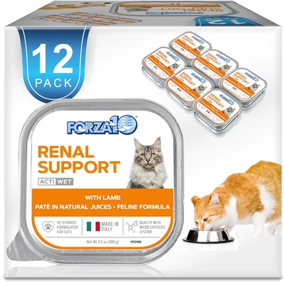 Comida para gatos para el cuidado renal - Comida húmeda para gatos con cordero de apoyo renal, latas de 3,5 OZ, 12 paquetes Foto 1 de 4