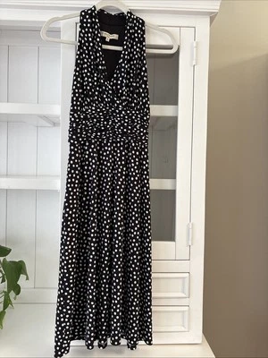 Vestido para mujer Evan Picone 6 blanco y negro lunares midi envolvente sintético Foto 1 de 4