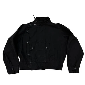 Vintage Swedish Army Motorcycle Jacket Jacket Outer Black Dyed Mens Size L Rare - Picture 1 of 12