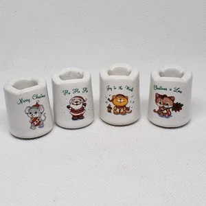 4 Portavelas Mini Dedal Navidad Navidad Russ Berrie LINDO VINTAGE - Imagen 1 de 13