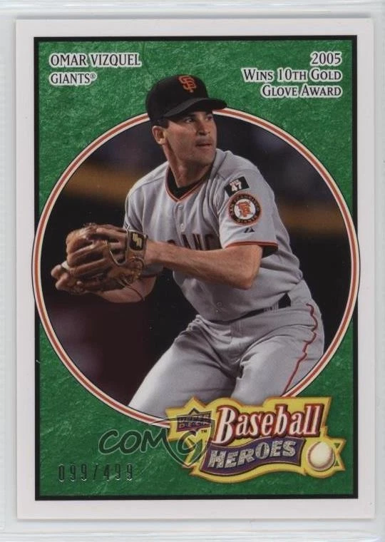 2008 Upper Deck Baseball Heroes Emerald /499 Omar Vizquel #151 - Image 1 of 2