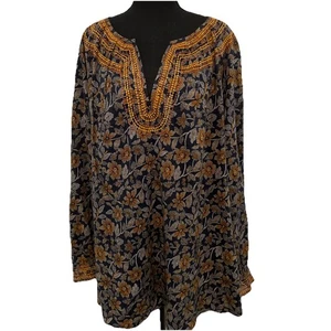Camisas J. Jill Pure Jill para mujer 4X manga larga multicolor cuello en V puño con botones - Imagen 1 de 12