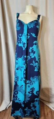 NUEVO DIRECTIONS ND INTIMATES Talla XL Maxi Vestido sin mangas/Camisón AQUA/AZUL MARINO Elástico  Foto 1 de 4