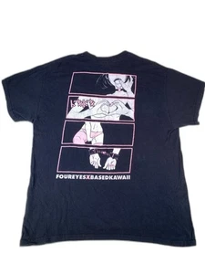 Doki Doki Foureyes x Based Kawaii black t shirt size large hentai anime Japan - Picture 1 of 7