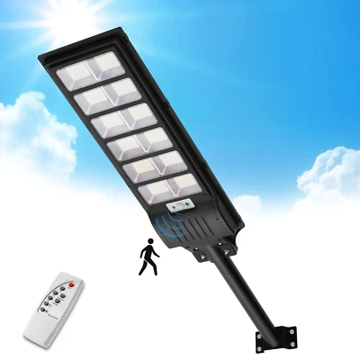 Solar Straßenlaterne LED Gartenlampe mit Bewegungssensor Fernbedienung Hof Außen - Bild 1 von 4