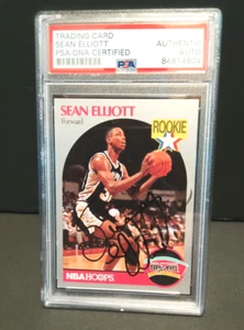 Tarjeta de radiocontrol firmada por SEAN ELLIOTT NBA HOOPS PSA/DNA auténtica losa automática ESPUELAS - Imagen 1 de 1