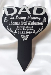 Marcador de memoria de papá tributo placa corazón lateral grabado tumba estaca conmemorativa. - Imagen 1 de 14
