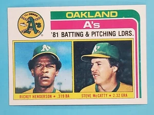 1982 Topps Oakland Athletics A's Team Card Rickey Henderson Steve McCatty #156 ⚾ - Picture 1 of 2