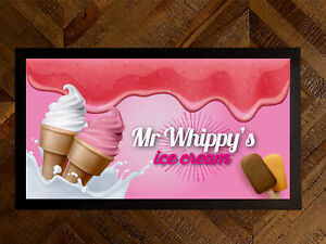 Personalised Ice Cream 99's Van counter mat - Pink Ice Cream Parlour mat