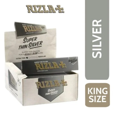 Rizla Silver King Size Slim Ultra Thin Rolling Papers | Full Box of 50 Booklets