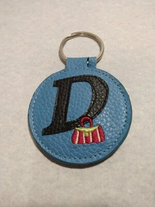 Vintage Keychain The Letter "D" With Mirror Blue - Picture 1 of 6