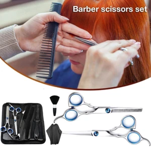 Professional Barber Shears Hair Cutting Scissors Thinning Barber Shears Set Kit - Picture 1 of 14