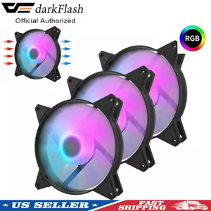 Confezione 3 Ventole Raffreddamento Nere Frame 120mm RGB LED PC Computer Case Silenziose Colorate - Foto 1 di 10