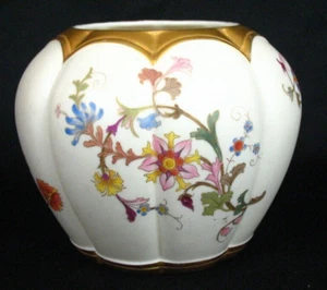 Royal Worcester Melon Shaped Biscuit Jar Vase 1889 Floral Gold No Lid - Picture 1 of 11