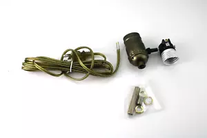 B&P Lamp Antique Brass Sockets w Matching Cord Set & Basic Hardware Kit - Picture 1 of 7