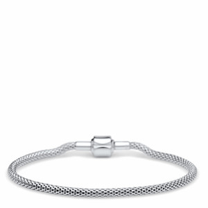 BERING Armband für Charm Beads 21 cm lang Mesh Armkette Strickoptik Farbe Silber