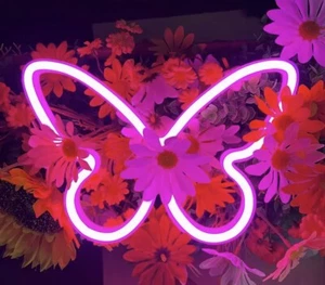 Butterfly Neon Sign,USB or 3-AA Battery Powered Neon Light,LED Table Pink - Picture 1 of 9