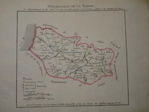BELLE CARTE SOMME PICARDIE AMIENS ABBEVILLE PERONNE HAM NAPOLEON EMPIRE 1802 - Foto 1 di 2