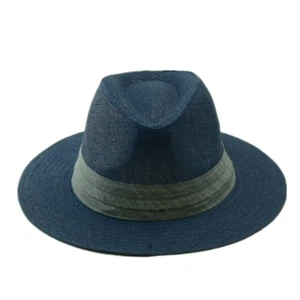Mens Womens Beach Sun Straw Panama Fedora Summer Flat Hat Big Brim Band Cap Hats - Picture 1 of 25