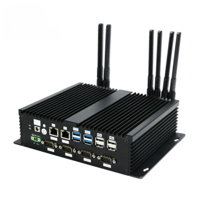 Mini PC industrial de computación de borde de enfriamiento chasis de aleación montado en pared doble LAN Foto 1 de 4