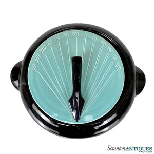 Mid Century Art Deco Porzellan Türkis Sonnen Zifferblatt Auflaufform mit Deckel - Bild 1 von 12
