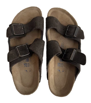 Birkenstock Arizona Brown Suede Soft Bed Sandals Size 4 Euro 35 Med/Narrow Width - Image 1 of 4