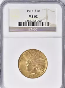 1912 $10 ORO TESTA INDIANA AQUILA NGC MS 62 - Foto 1 di 4