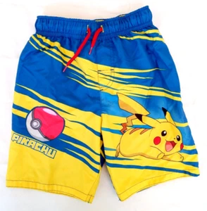 Boys Pokemon PIKACHU Quick Dry Swim Shorts Trunks Sz 5/6 Blue & Yellow - Picture 1 of 5