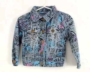 Girls Brand Girls Multicolor Graphic Snap Up Jean Jacket Size 18 months - Picture 1 of 5