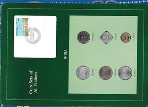 Coin Sets of All Nations India 1974-1986 UNC 5, 25 Paise, 1 Rupee 1986 5.12.86 - Picture 1 of 4