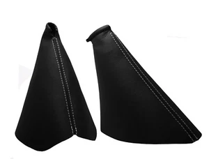 RENAULT LAGUNA II (2001-2008) Soufflet Levier De Vitesse et Frein -Couture Blanc - Picture 1 of 1